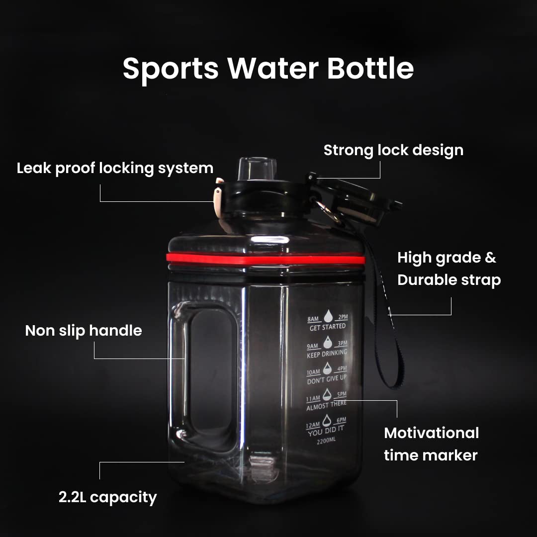 Gym Water Jug with Motivational Timers 2.2L