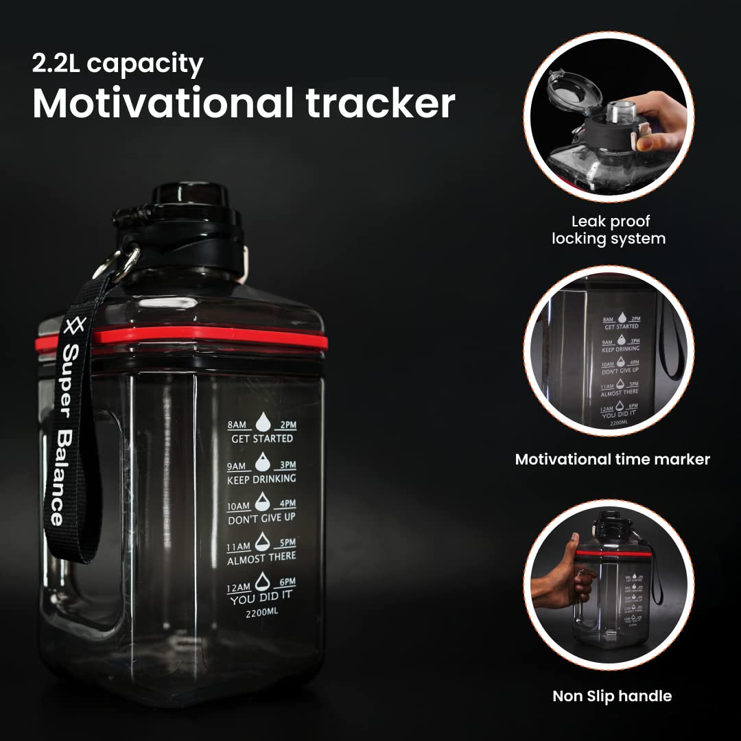 Gym Water Jug with Motivational Timers 2.2L
